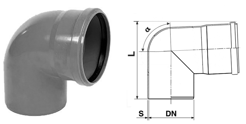 Коліно 110 мм, 87°, ПП, VALROM